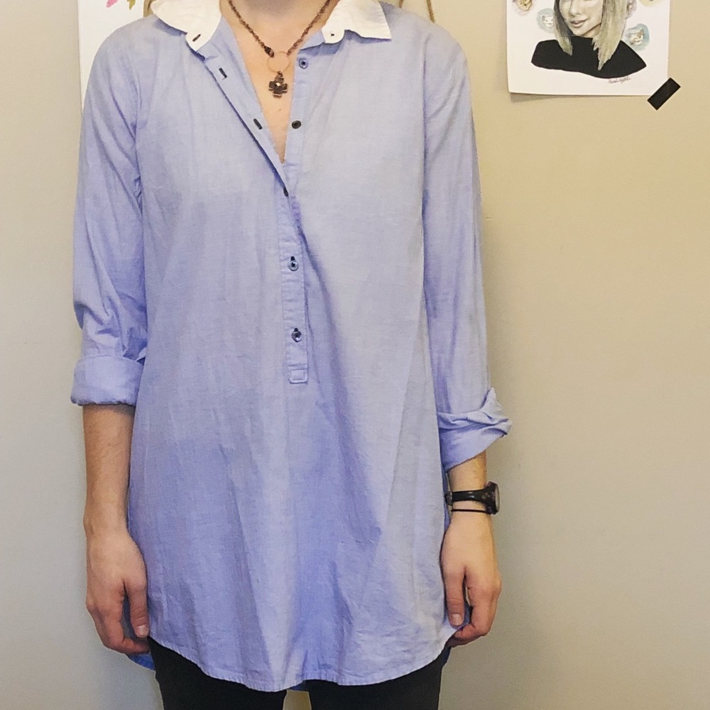j crew blue button down